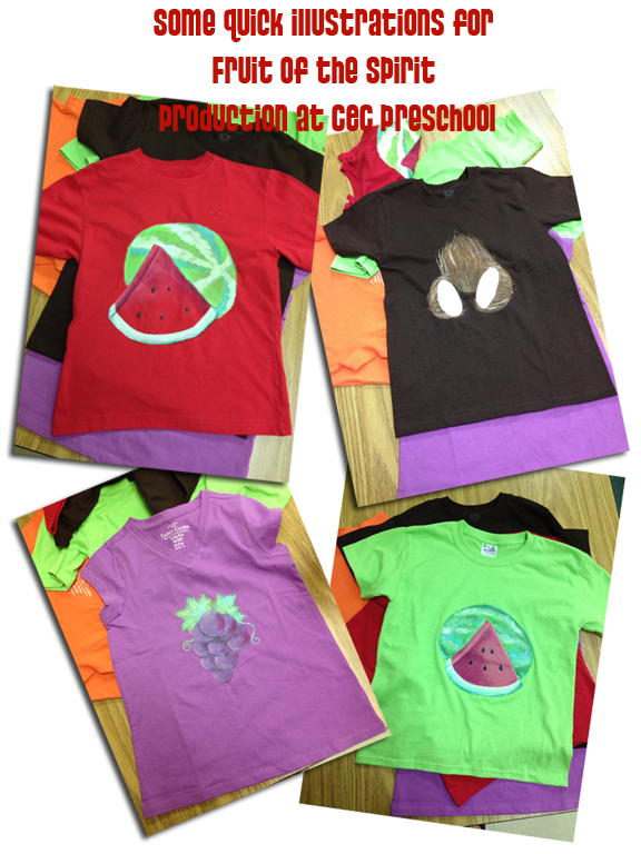 Illustration of various fruit on T-shirts